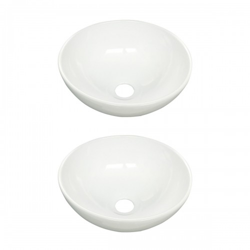 Round Bathroom Countertop Vessel Sink in White image-3