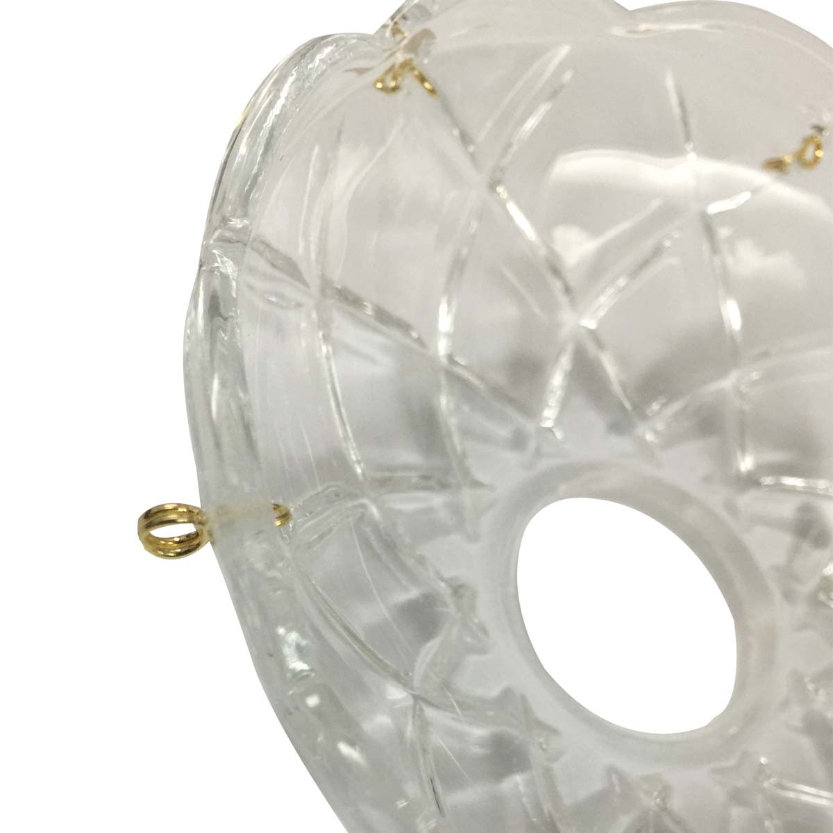 6 Vintage Bobeche Clear Crystal 6 Prism Hole Scallop 4" D