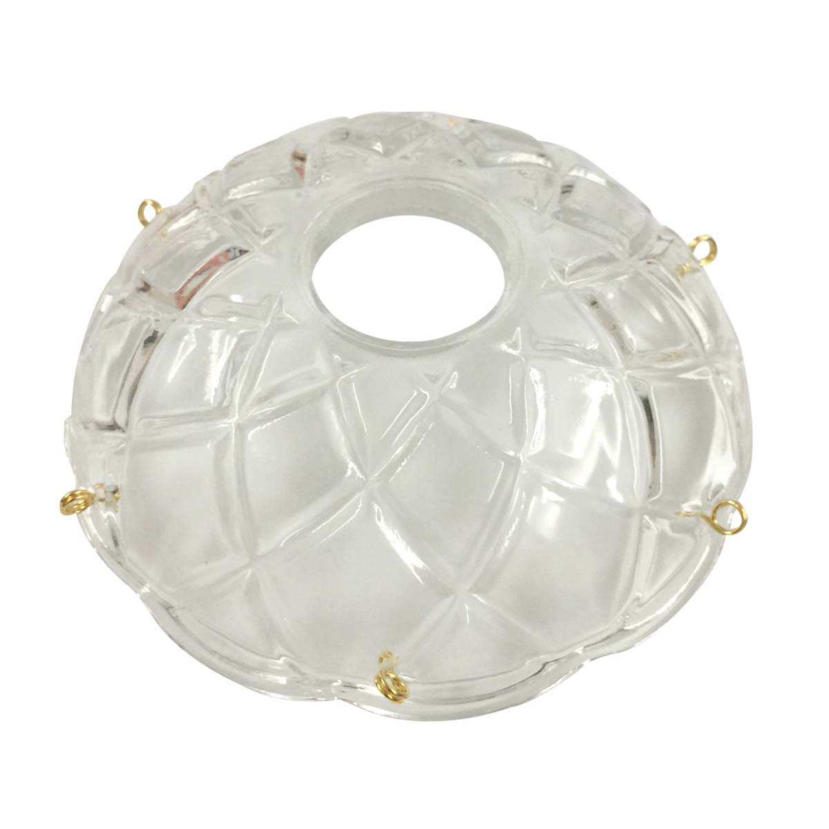 6 Vintage Bobeche Clear Crystal 6 Prism Hole Scallop 4" D