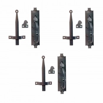 Cast Iron Door Latch Black"Colonial Norfolk" 8" Tall Pack of 3 