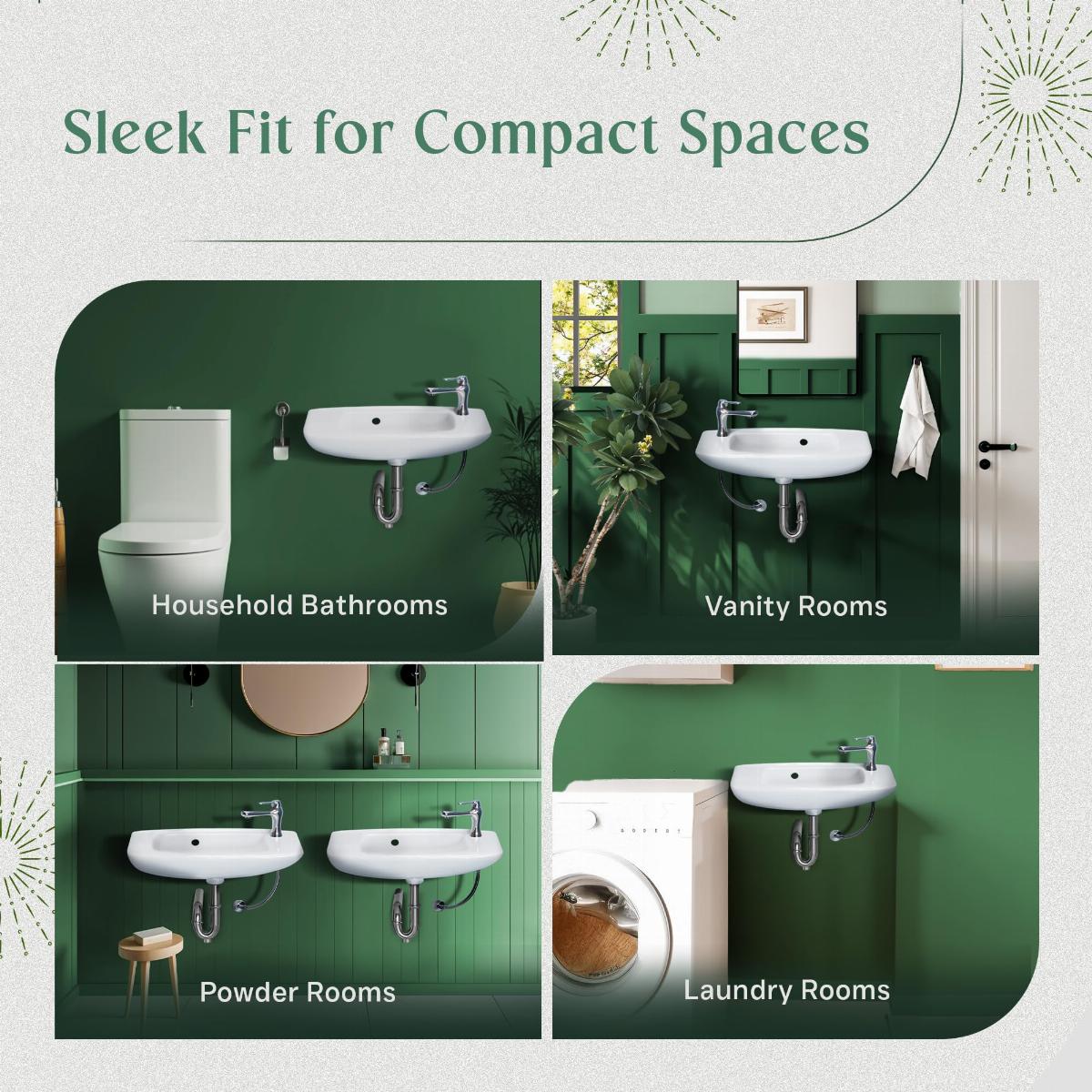 Wall Mount Small Vessel Sink With Overflow Hole and Single Faucet Hole Set of 2 image-5
