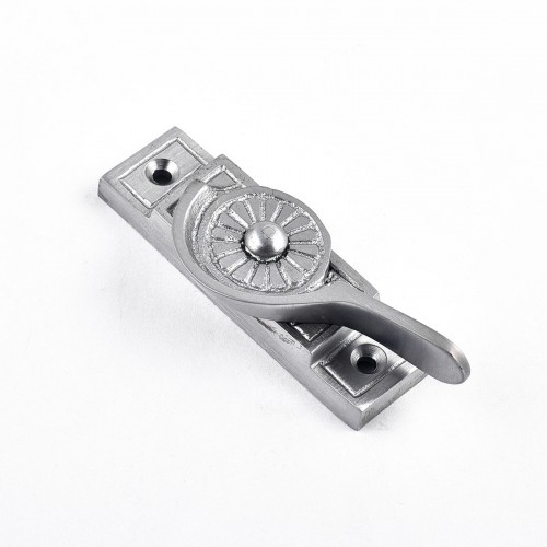 2 Piece Ornate Solid Brass Window Sash Lock Satin Chrome image-5
