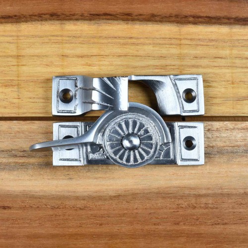 2 Piece Ornate Solid Brass Window Sash Lock Satin Chrome image-7
