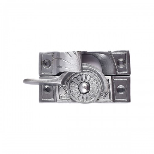2 Piece Ornate Solid Brass Window Sash Lock Satin Chrome image-8