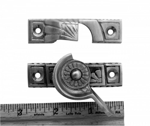 2 Piece Ornate Solid Brass Window Sash Lock Satin Chrome image-9