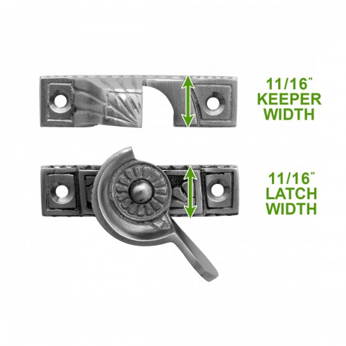 2 Piece Ornate Solid Brass Window Sash Lock Satin Chrome image-11