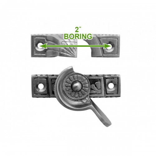 2 Piece Ornate Solid Brass Window Sash Lock Satin Chrome image-13