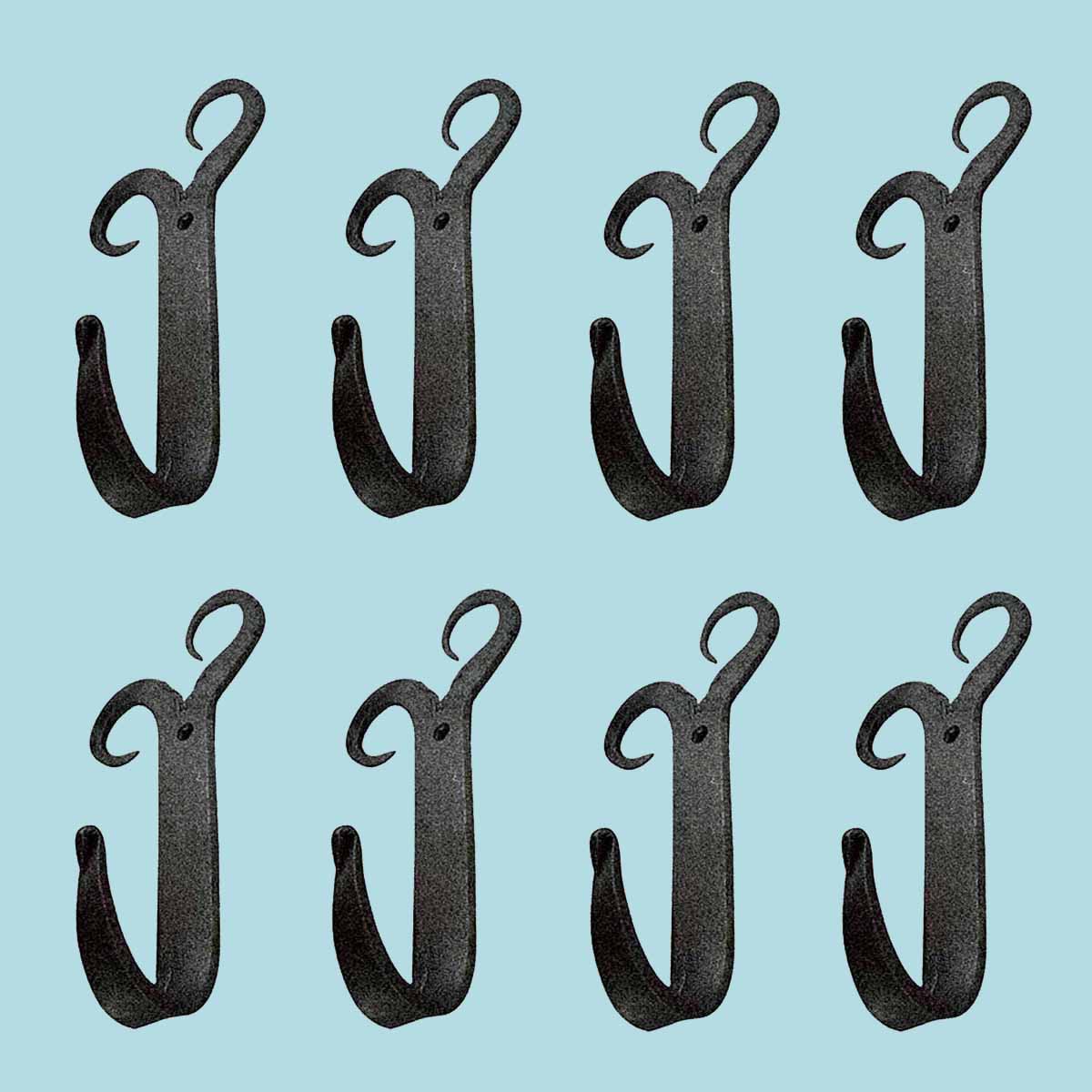 8 Hook Wrought Iron Black Coat 6"H X 3" Proj