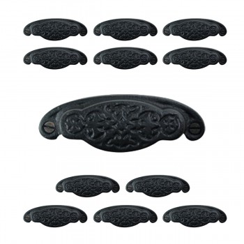 Black Cabinet Drawer Cup Bin Pull Antique Kitchen Dresser Handles Pack of 12 