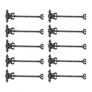 10 Vintage Door Strap Hinge Wrought Iron 12 1/2" H x 4 1/8" W image-1