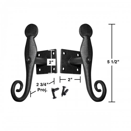Shutter Dog Set Black Wrought Iron Shutter Dog Pair Rat Tail Pack of 2 image-4