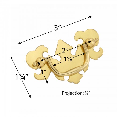 Chippendale Cabinet Pull Polished Bright Solid Brass image-8