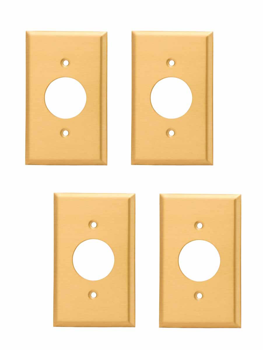 4 Switch Plate Brushed Solid Brass Single Receptacle