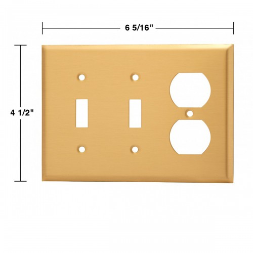 4 Switch Plate Brushed Brass Double Toggle/Outlet image-3