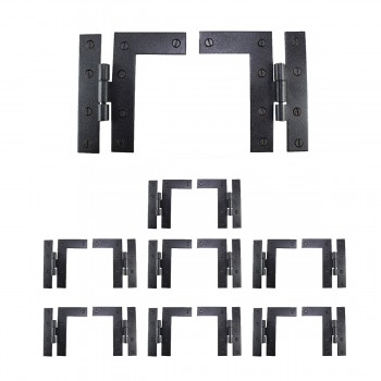Black H-L Flush Hinges 4.5" H Wrought Iron Door Hinges Rust Resistant Pack of 8 