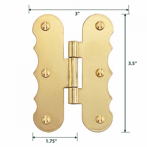 Offset Cabinet Hinge 3/8" Polished Solid Brass Door Hinges with Screws image-8