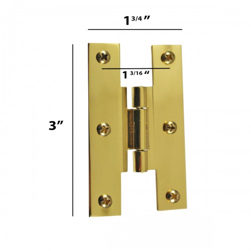 1/4" Offset Solid Brass Cabinet H Hinge 3" x 1.75"  Exclusive Offset image-7