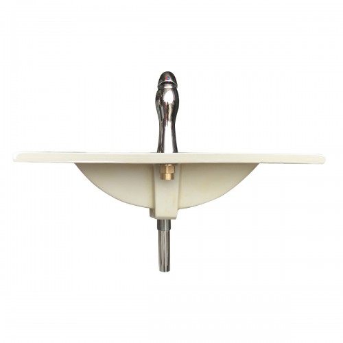 Square White Bathroom Sink with Faucet and Drain, Drop In, Self Rimming image-6