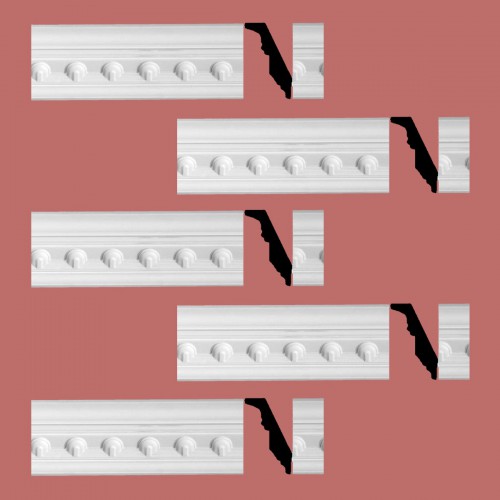 Ornate Cornice White Urethane Golfini Design 5 Pieces Totaling 472.5" Length image-2