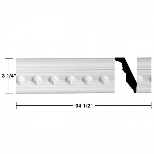 Ornate Cornice White Urethane Golfini Design 5 Pieces Totaling 472.5" Length image-3