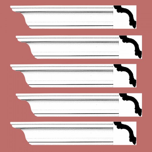 Cornice White Urethane Fredricksburg Simple Design 5 Pieces Totaling 480" Length image-2