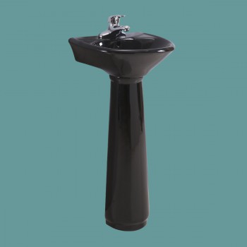Black Bathroom Pedestal Sink 4" Centers with Overflow image-2