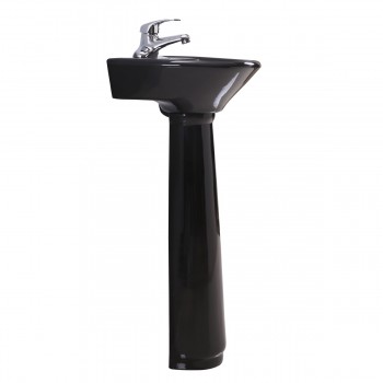Black Bathroom Pedestal Sink 4" Centers with Overflow image-8