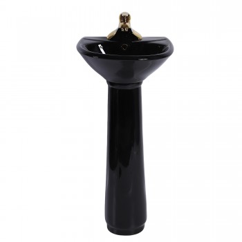 Black Bathroom Pedestal Sink 4" Centers with Overflow image-18