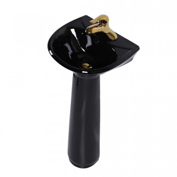 Black Bathroom Pedestal Sink 4" Centers with Overflow image-5