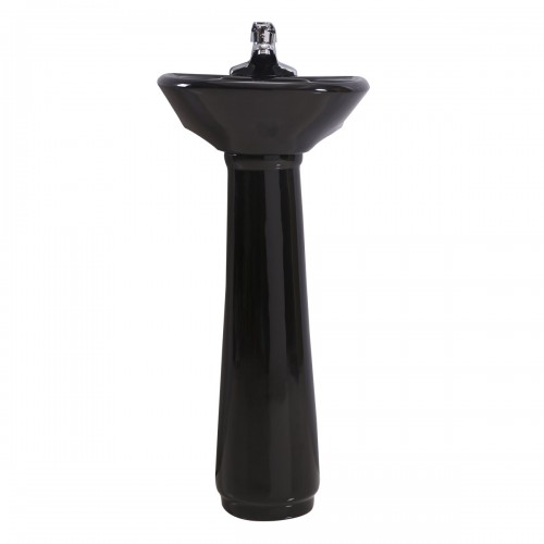 Black Bathroom Pedestal Sink 4" Centers with Overflow image-5