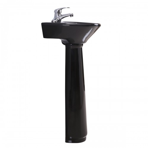 Black Bathroom Pedestal Sink 4" Centers with Overflow image-7