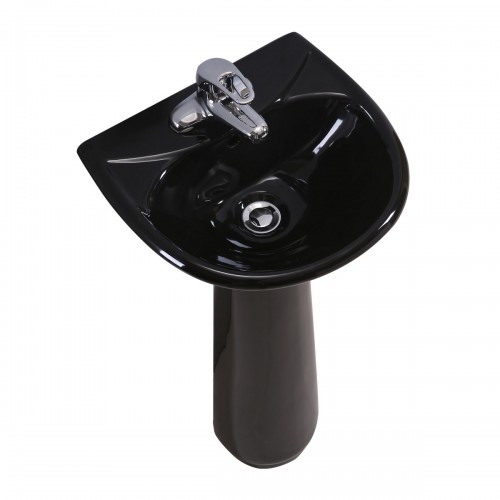 Black Bathroom Pedestal Sink 4" Centers with Overflow image-8