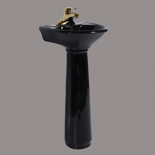 Black Bathroom Pedestal Sink 4" Centers with Overflow image-2