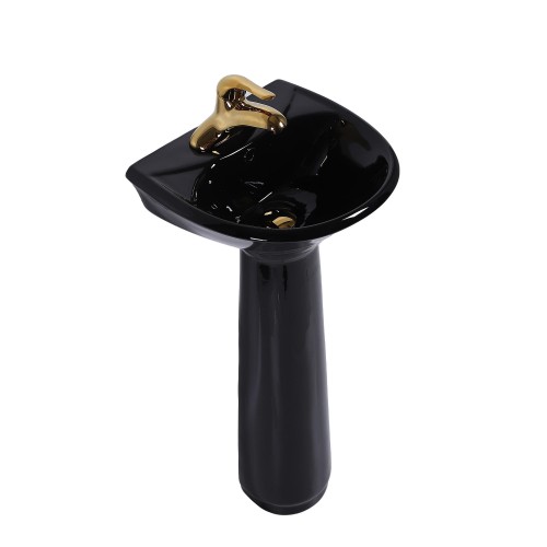Black Bathroom Pedestal Sink 4" Centers with Overflow image-6