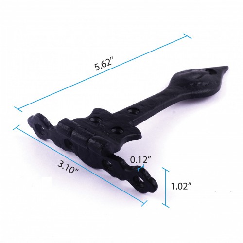 Black Wrought Iron Door Strap Hinge 6" L Flush Mount with Hardware Pack of 6 image-9