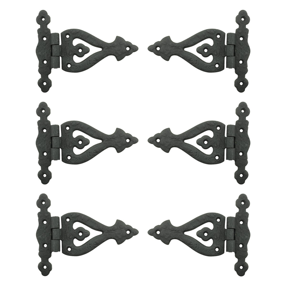 5 Inch Black Wrought Iron Door Hinge RSF Finish Barn Door Hinges Pack of 6