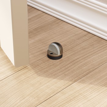 Door Stop Antique Brass Eclipse Dark Floor Mount Bumper Pack of 6 