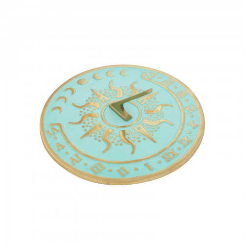Garden Sundial Brass Sun Clock Verdigris Blue Solstice NESW Summer Vibes Curb Appeal 10 Inch Diameter image-8