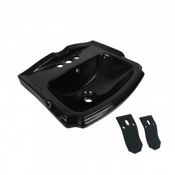Black Cloakroom 19" Wall Mounted Bathroom Sink with Overflow and Bracket 