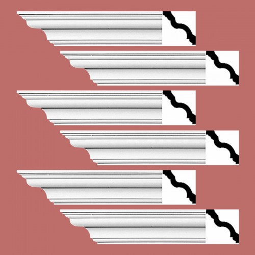 Cornice White Urethane Hopewell Simple Design 6 Pieces Totaling 576" Length image-2