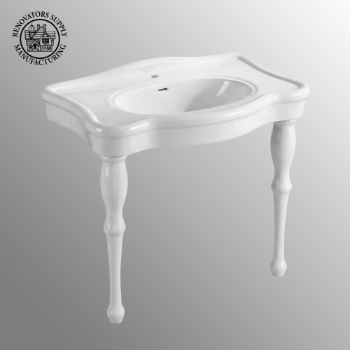 Bathroom Luxury Console Sink White China Two Spindle Leg image-3
