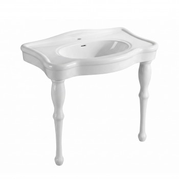 Bathroom Luxury Console Sink White China Two Spindle Leg image-2