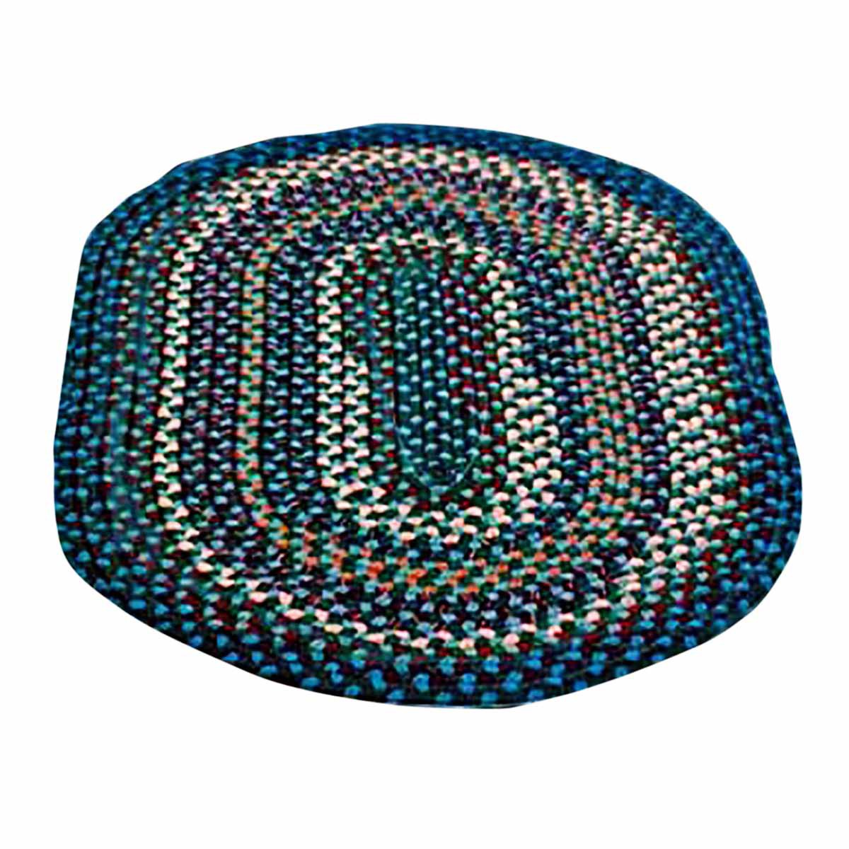 Colonial Style Blue Nylon Oval Area Rug 9' Long x 7' Wide