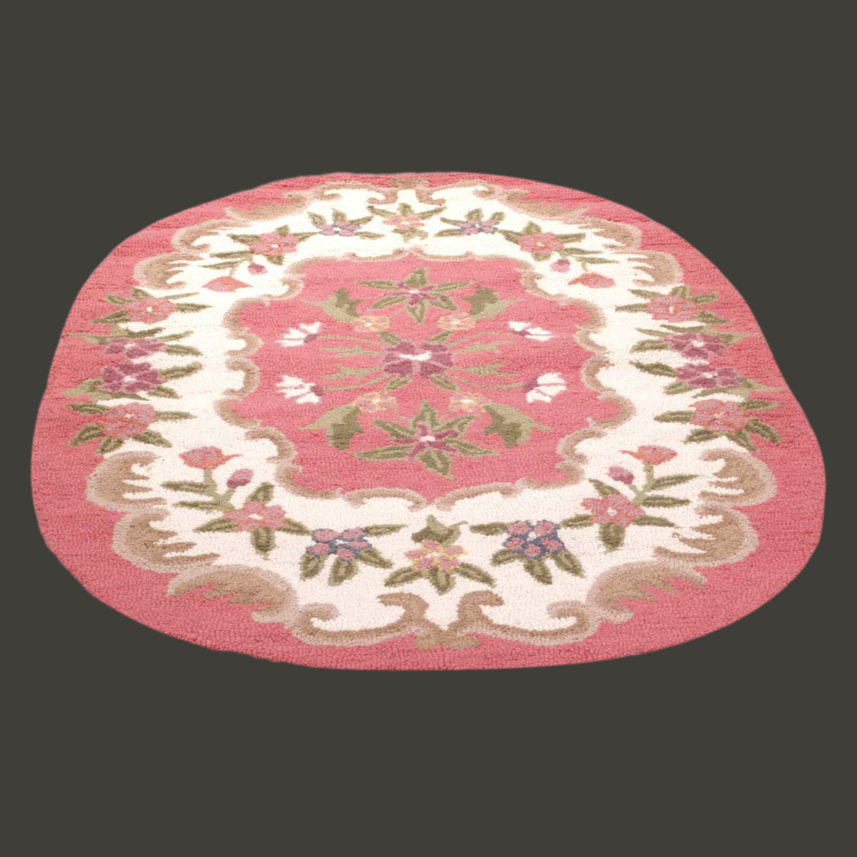 Oval Area Rug 6' x 4' Pink Wool