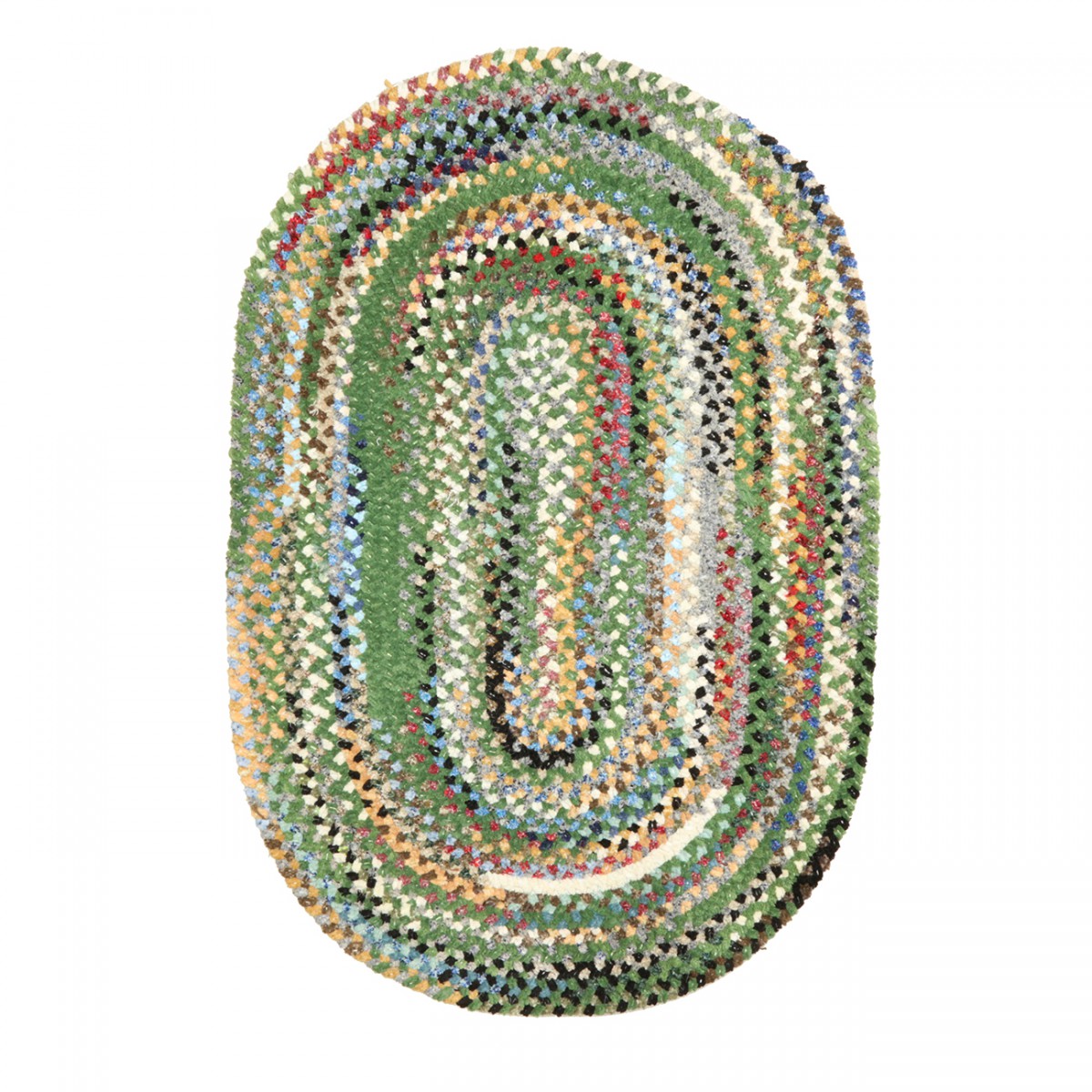 Oval Area Rug 2' 6" x 1' 8" Green Cotton