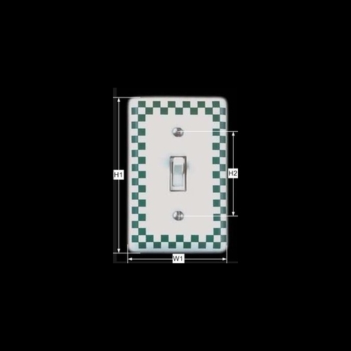 Porcelain Switch Plate White/Green Checkered Single Toggle image-3
