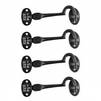 Black Wrought Iron Cabin Hook Eye Bolt 4.5" Swivel Style hover