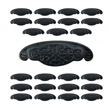Cabinet Drawer Bin Pull Black Iron Cup 3 3/4" x 1 3/8" H Pack of 24 image-1