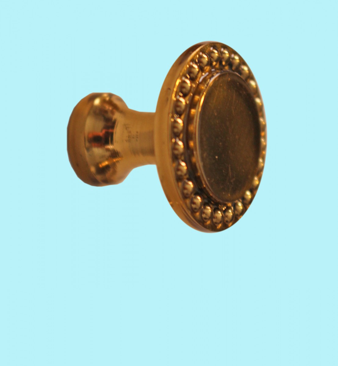 Vintage Knob Bright Solid Brass Beaded 1" Dia