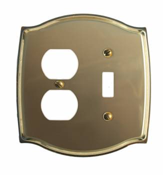Switchplate Bright Solid Brass Toggle/Outlet 